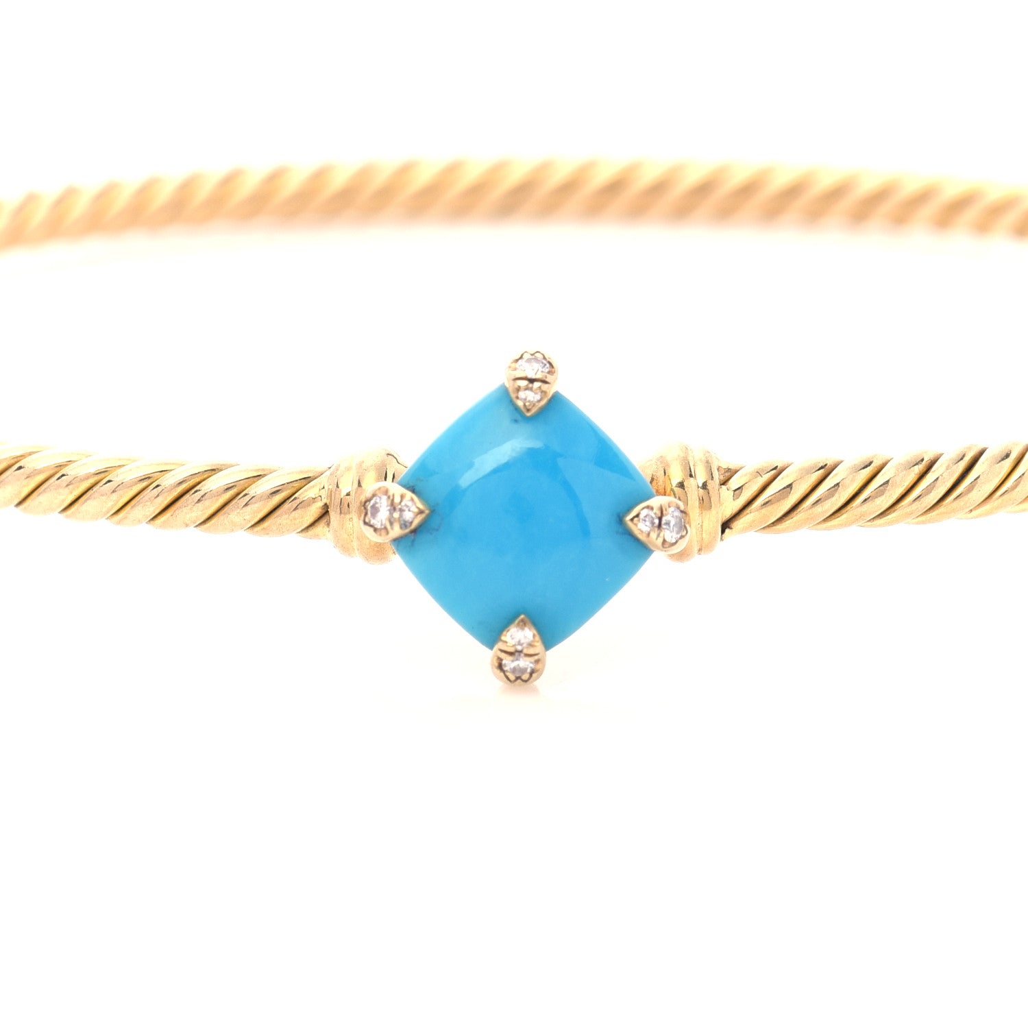 David Yurman 18K Yellow Gold Diamond Turquoise Chatelaine Bracelet 4 of 5