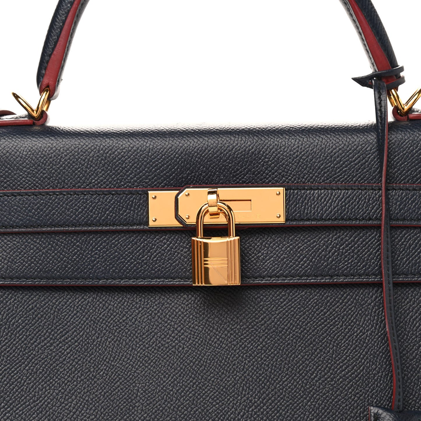 Epsom Contour Kelly Sellier 32 Bleu Indigo Rouge H