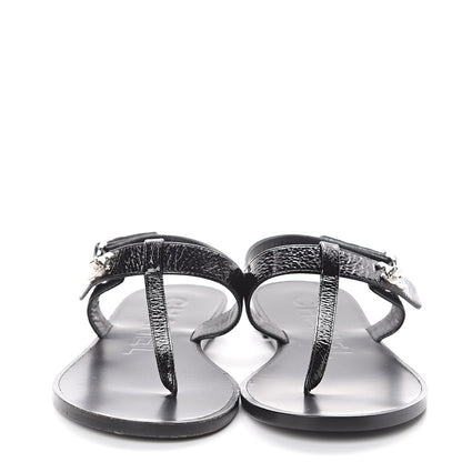 Chanel Patent Goatskin CC Thong Sandals 36.5 Black 2 of 7