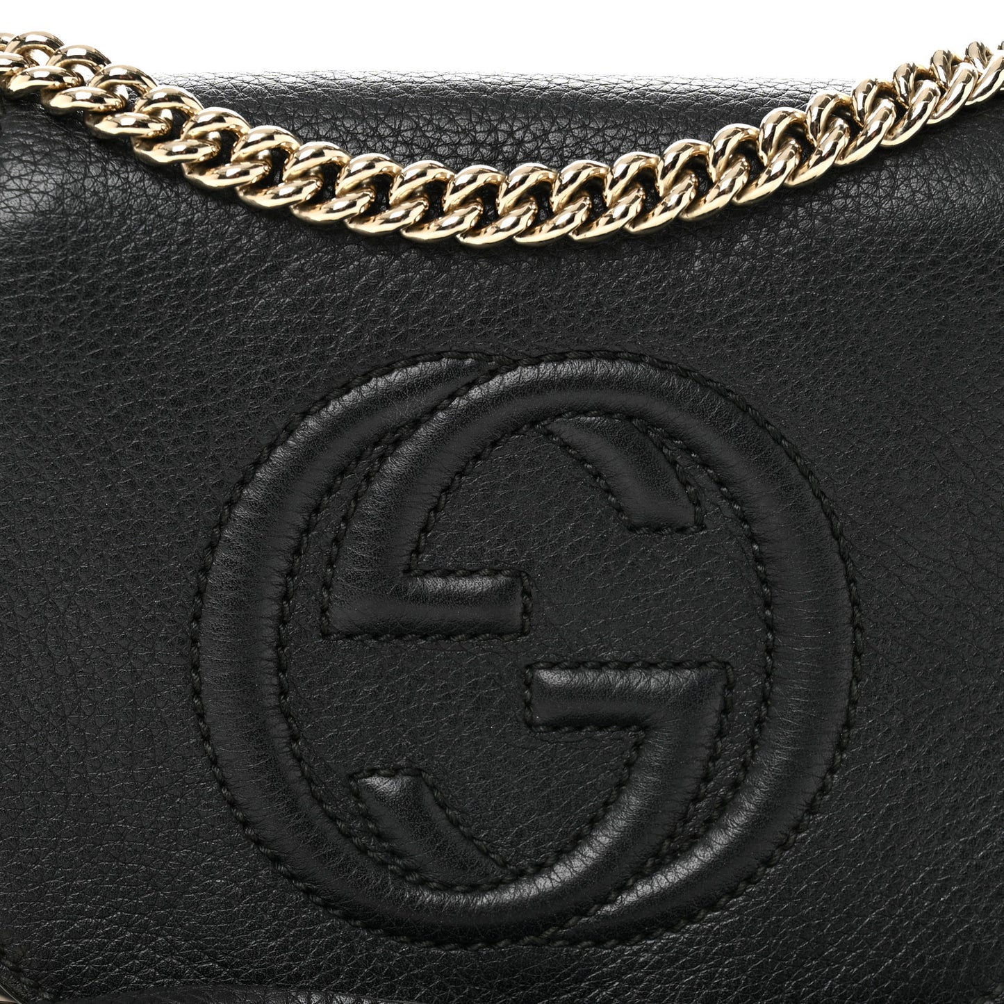 Pebbled Calfskin Small Soho Flap Crossbody Black