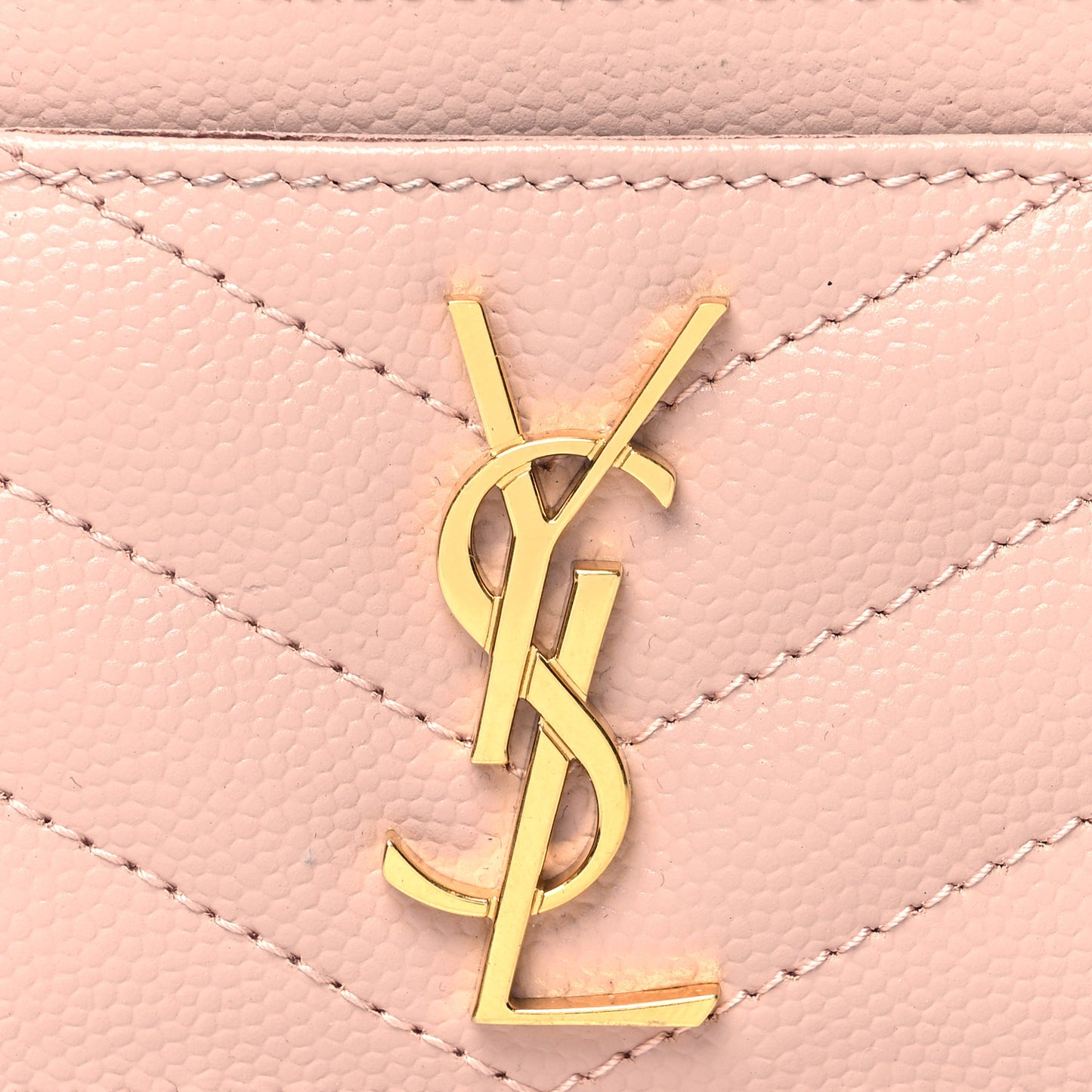 Grain De Poudre Matelasse Chevron Monogram Credit Card Case Pale Pink