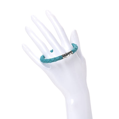 John Hardy Sterling Silver Leather Braided Bracelet Turquoise M 2 of 4