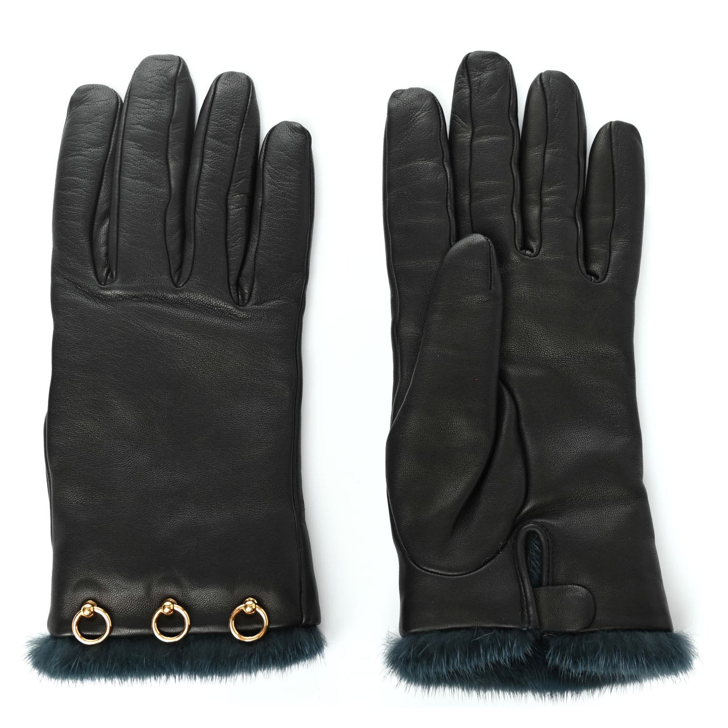 Lambskin Mink Gloves 8 Black