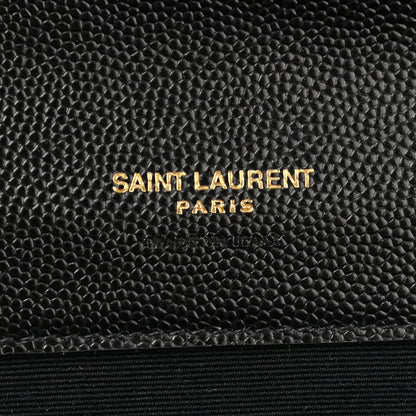 Saint Laurent Grain De Poudre Matelasse Chevron Monogram Envelope Clutch Black 6 of 7
