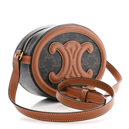 Celine Canvas Calfskin Cuir Triomphe Oval Purse Crossbody Tan 3 of 10