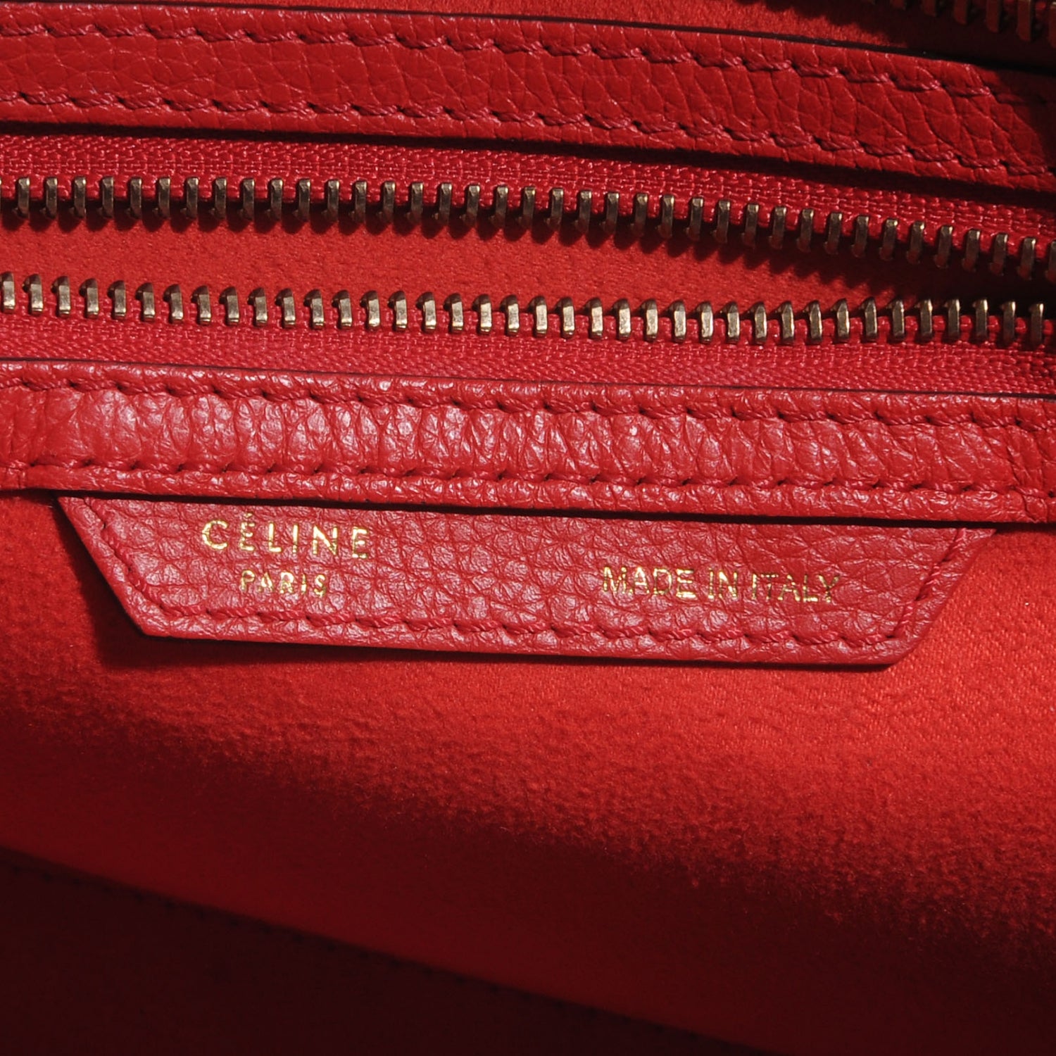 Celine Drummed Leather Micro Luggage Coquelicot 7 of 8