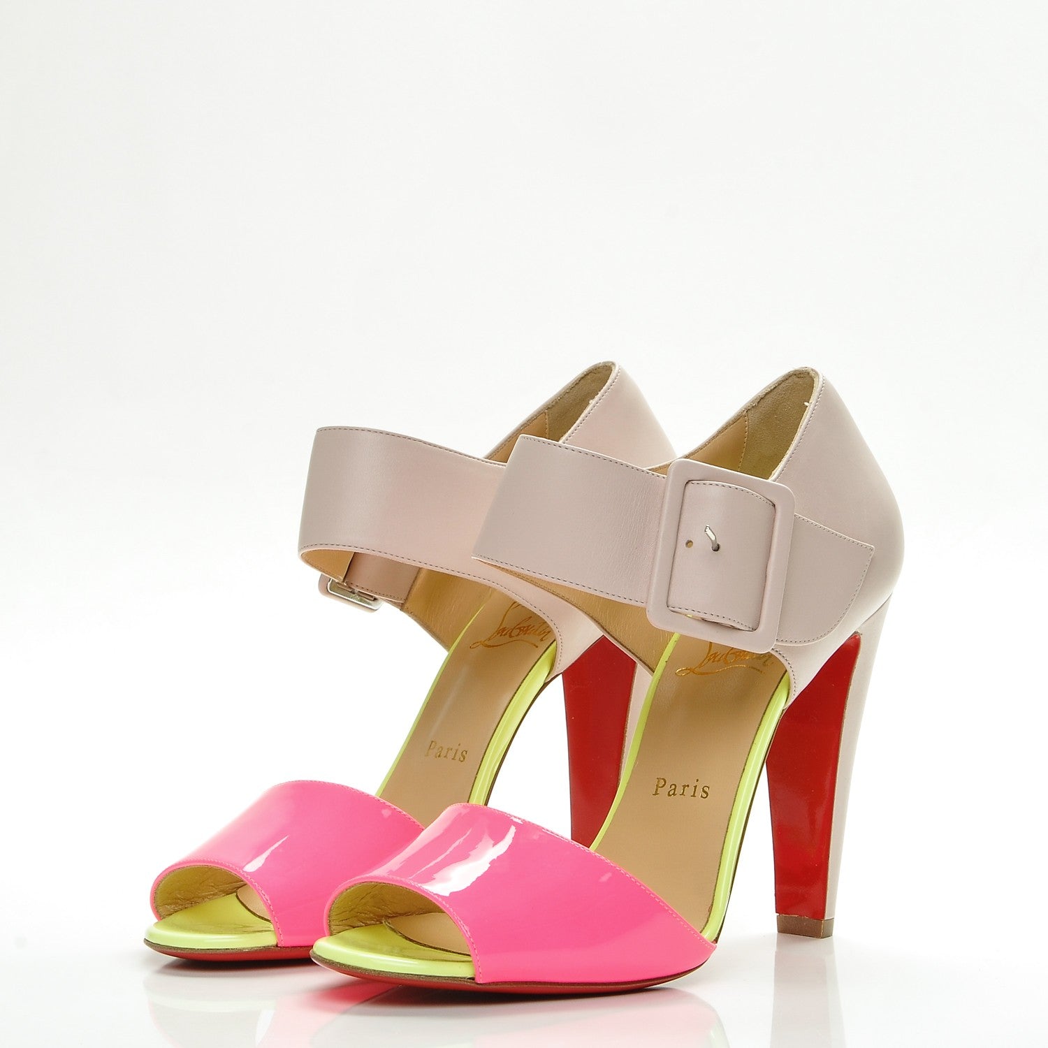 Christian Louboutin Patent Trezotro 100 Sandals 40 Shocking Pink 3 of 8
