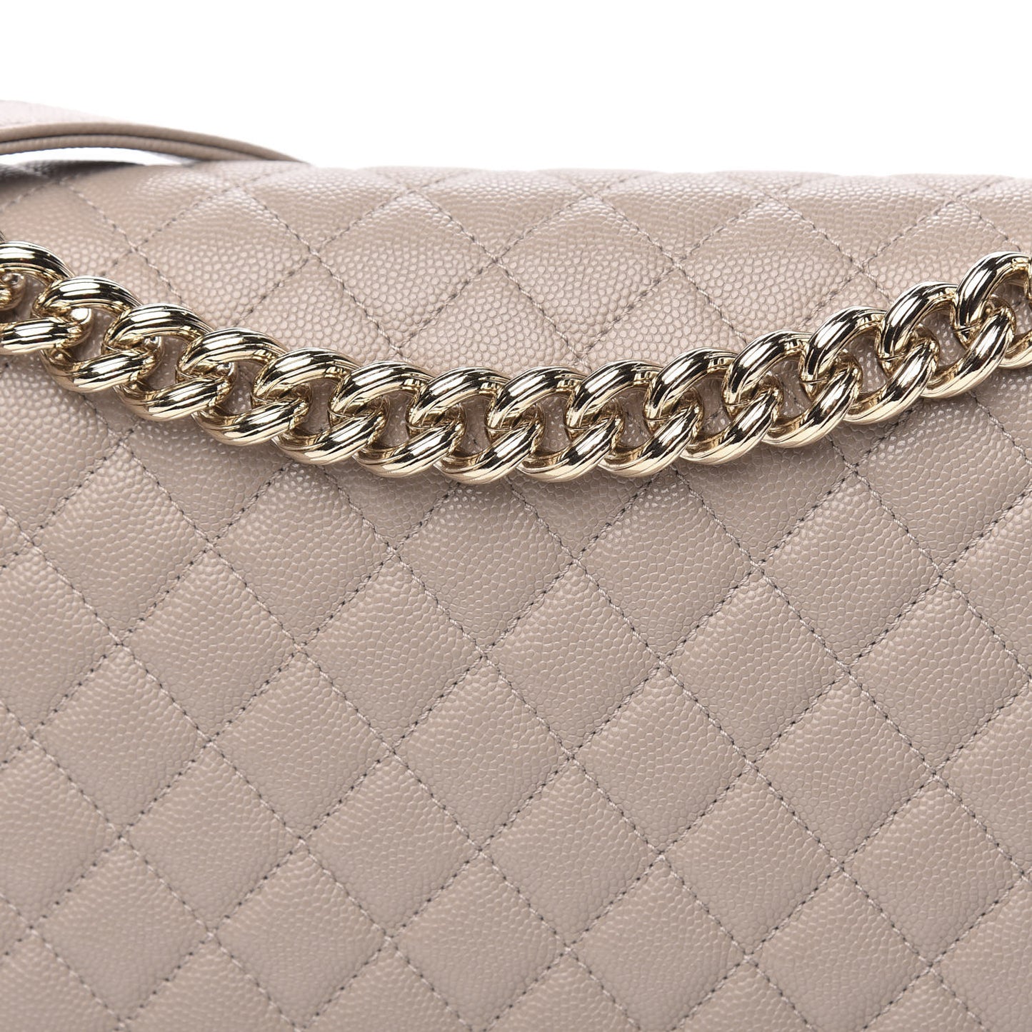Caviar Quilted Large Boy Flap Beige