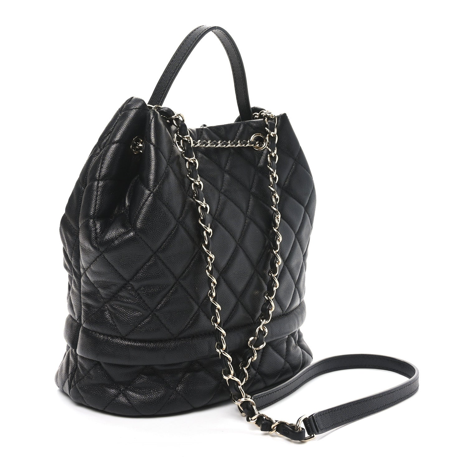 Chanel Caviar Quilted Large Rolled Up Bucket Drawstring Bag Black 3 of 10