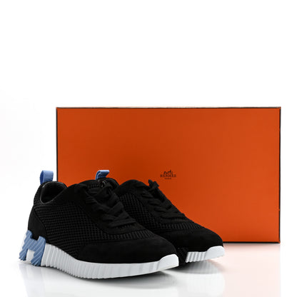 Hermes Air Mesh Suede Goatskin Bouncing Sneakers 37 Black Blue 8 of 8