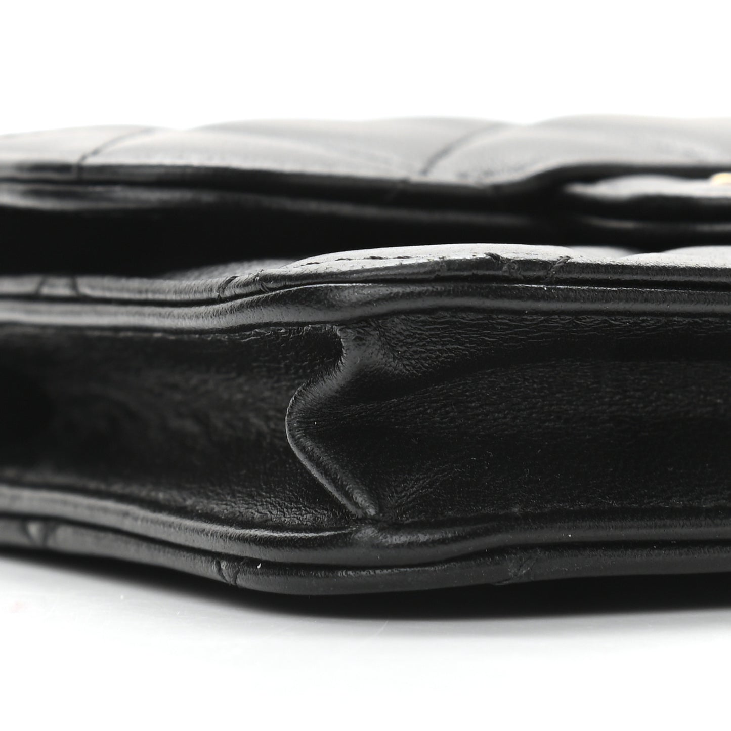 Lambskin Quilted Top Handle Flap Coin Purse With Chain Black