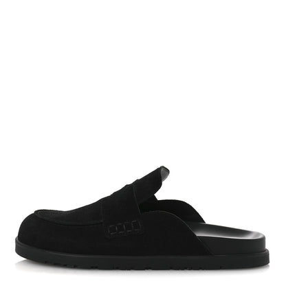 Hermes Suede Calfskin Go Mules 38.5 Black 1 of 11