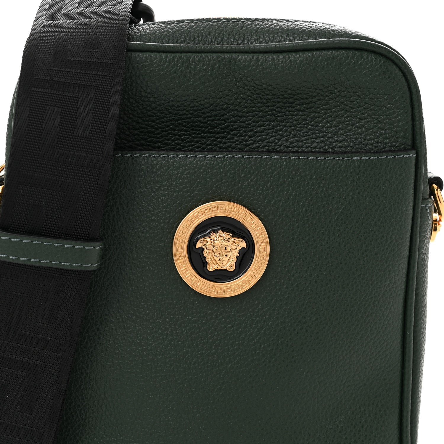 Versace Grained Calfskin Small Medusa Messenger Bag Green 9 of 9