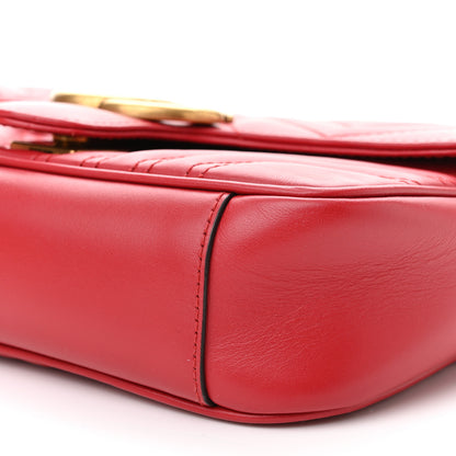 Gucci Calfskin Matelasse Mini GG Marmont Shoulder Bag Hibiscus Red 9 of 10