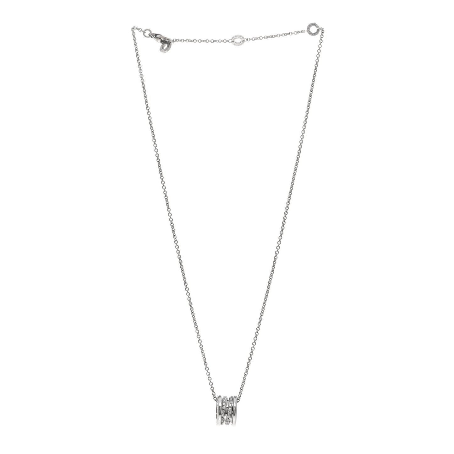 18K White Gold Diamond B.Zero1 Pave Pendant Necklace
