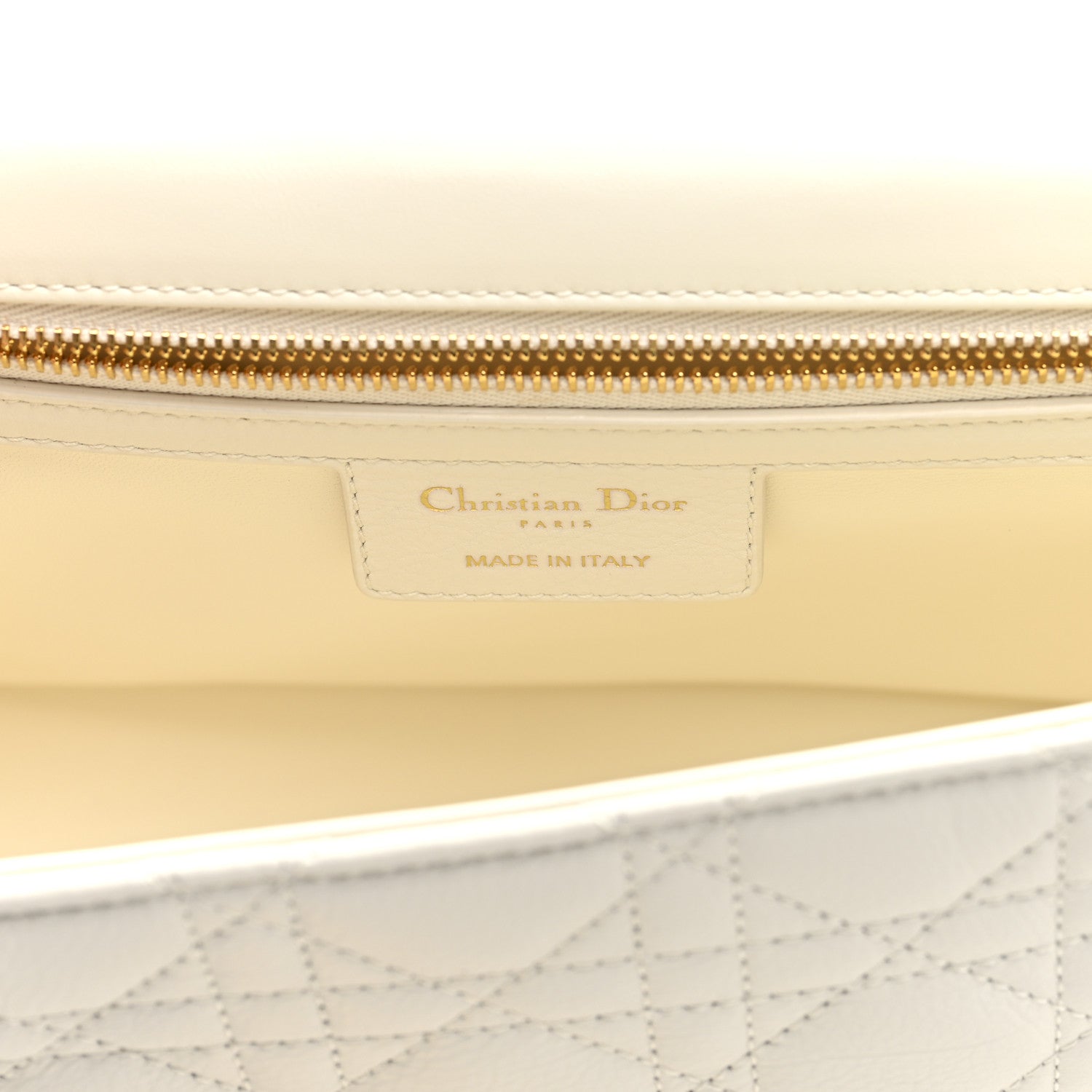 Christian Dior Grained Calfskin Cannage Large Caro Bag Ivory 6 of 10