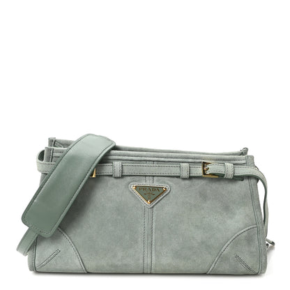 Prada Scamosciato Triangle Small Bonnie Shoulder Bag Salvia 1 of 9