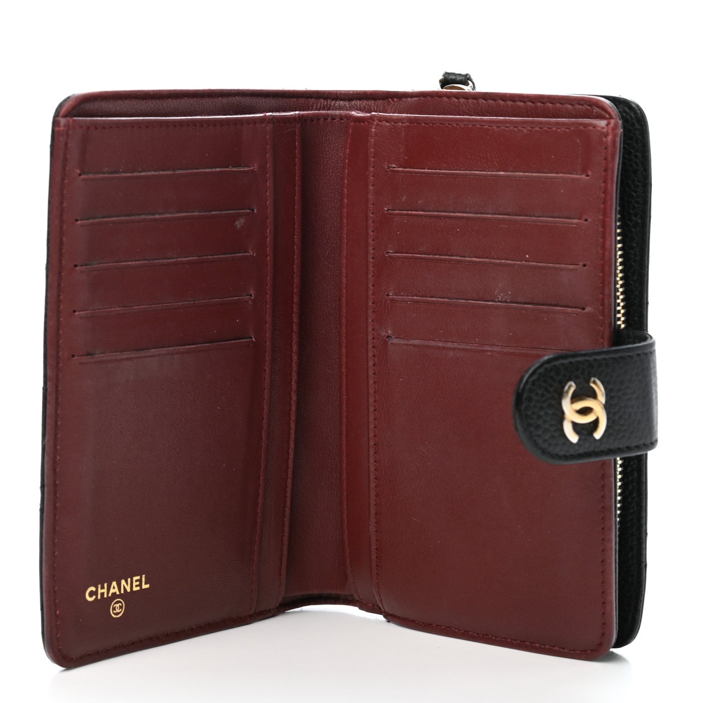 Caviar Quilted Zipped Pocket Wallet Black
