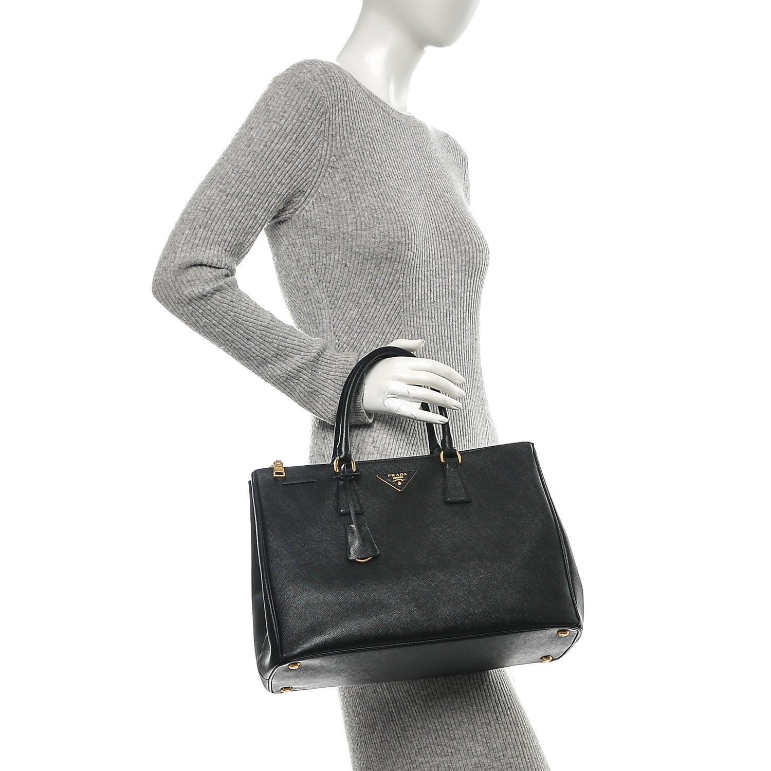 Prada Saffiano Large Galleria Double Zip Tote Black 2 of 7