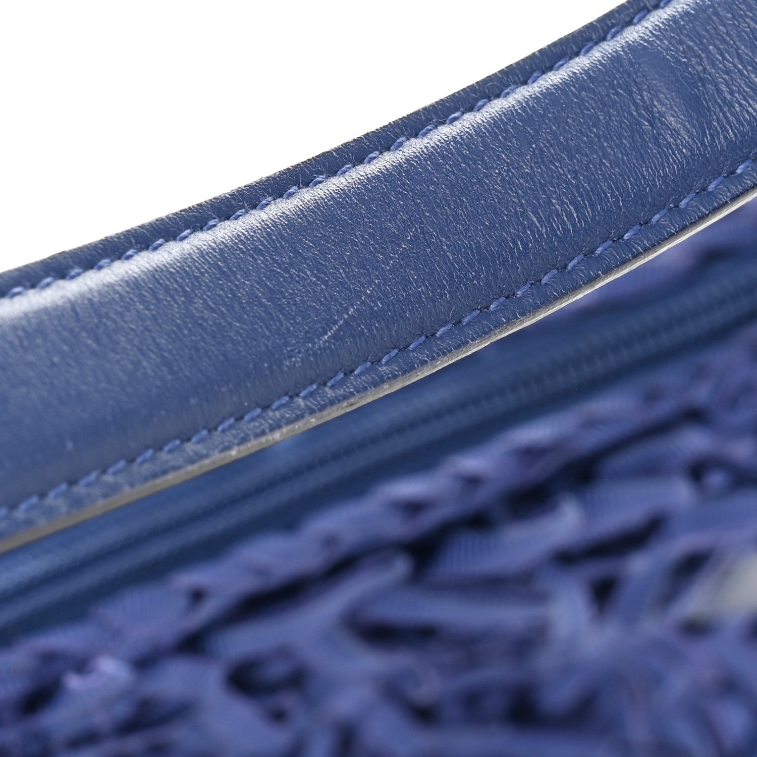 Salvatore Ferragamo Canvas Fringe Hug Shoulder Bag Blue 13 of 14