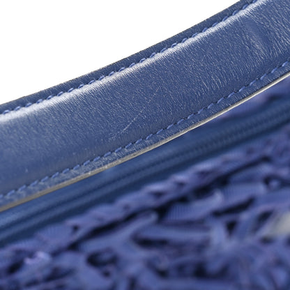 Salvatore Ferragamo Canvas Fringe Hug Shoulder Bag Blue 13 of 14