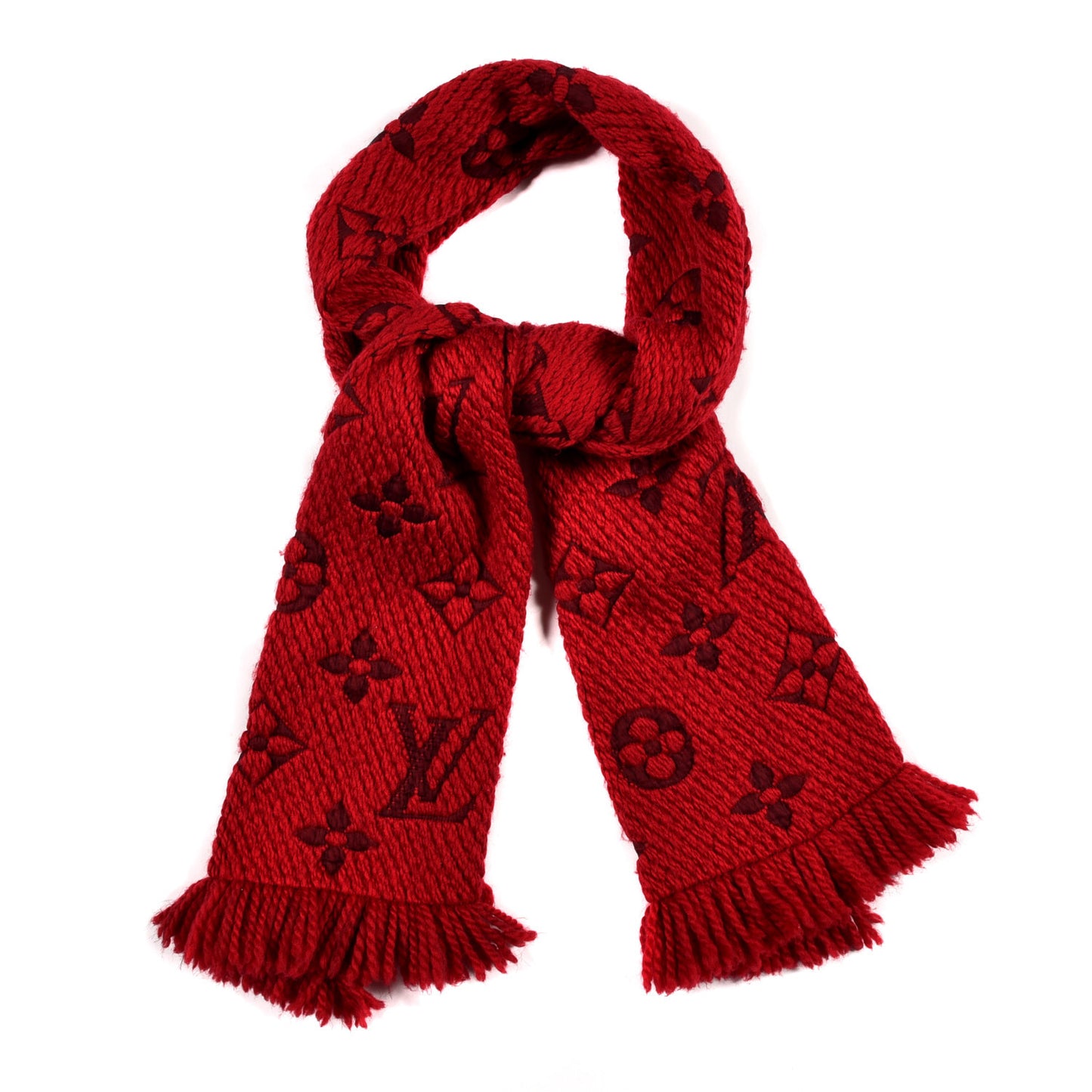 Wool Silk Logomania Scarf Rubis