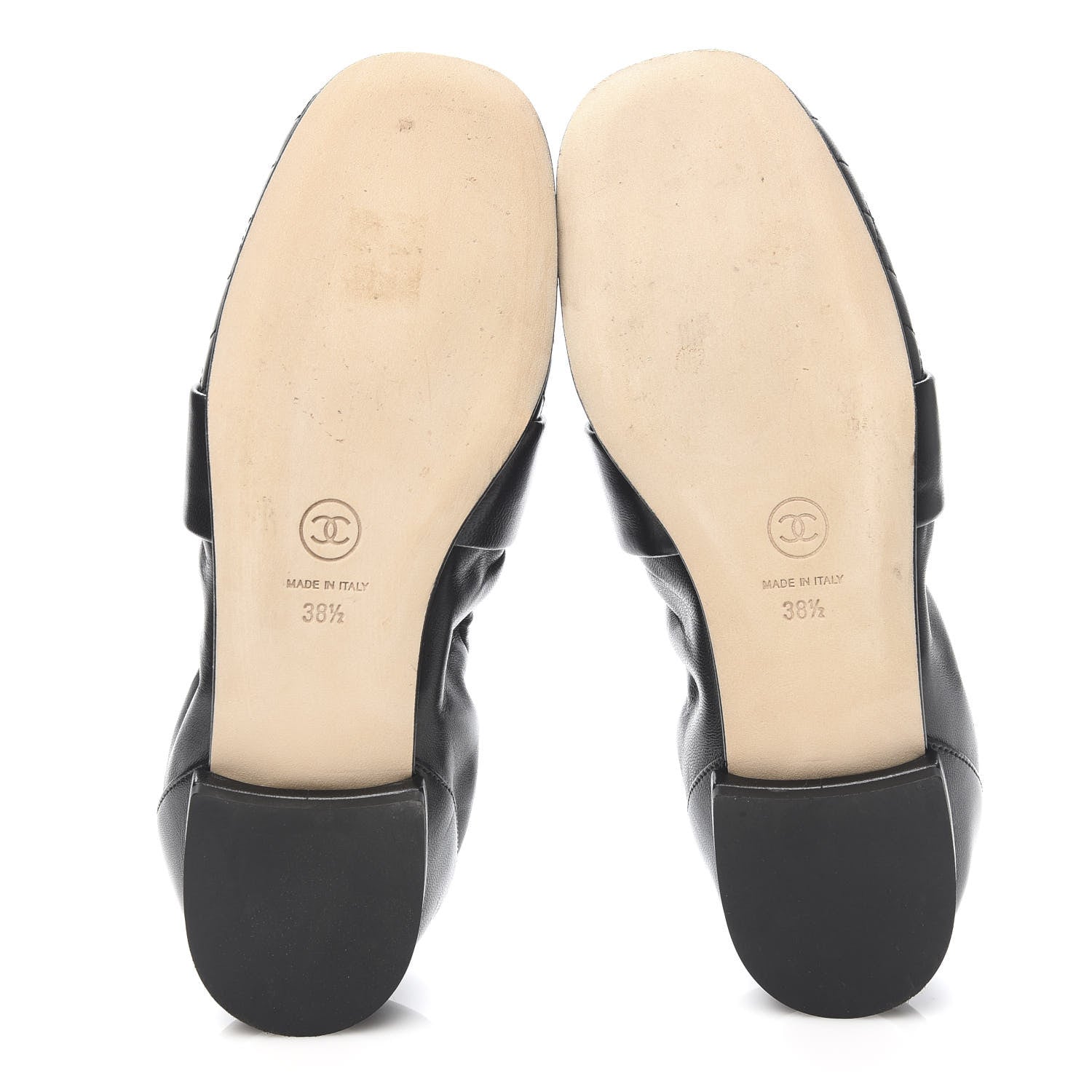 Chanel Laminated Lambskin Womens Quilted Elastic CC Moccasin Loafers 38.5 Black 5 of 9