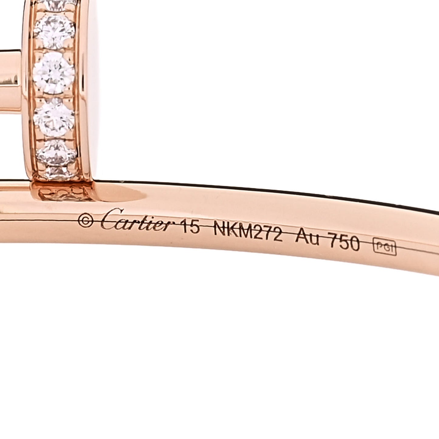 18K Pink Gold Diamond Small Juste Un Clou Bracelet 15