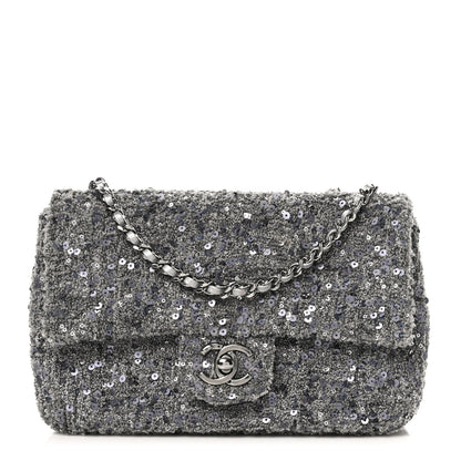 Chanel Tweed Sequin Mini Rectangular Flap Grey 1 of 10
