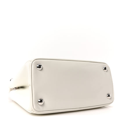 Prada Spazzolato Small Galleria Double Zip Tote White Black 4 of 10