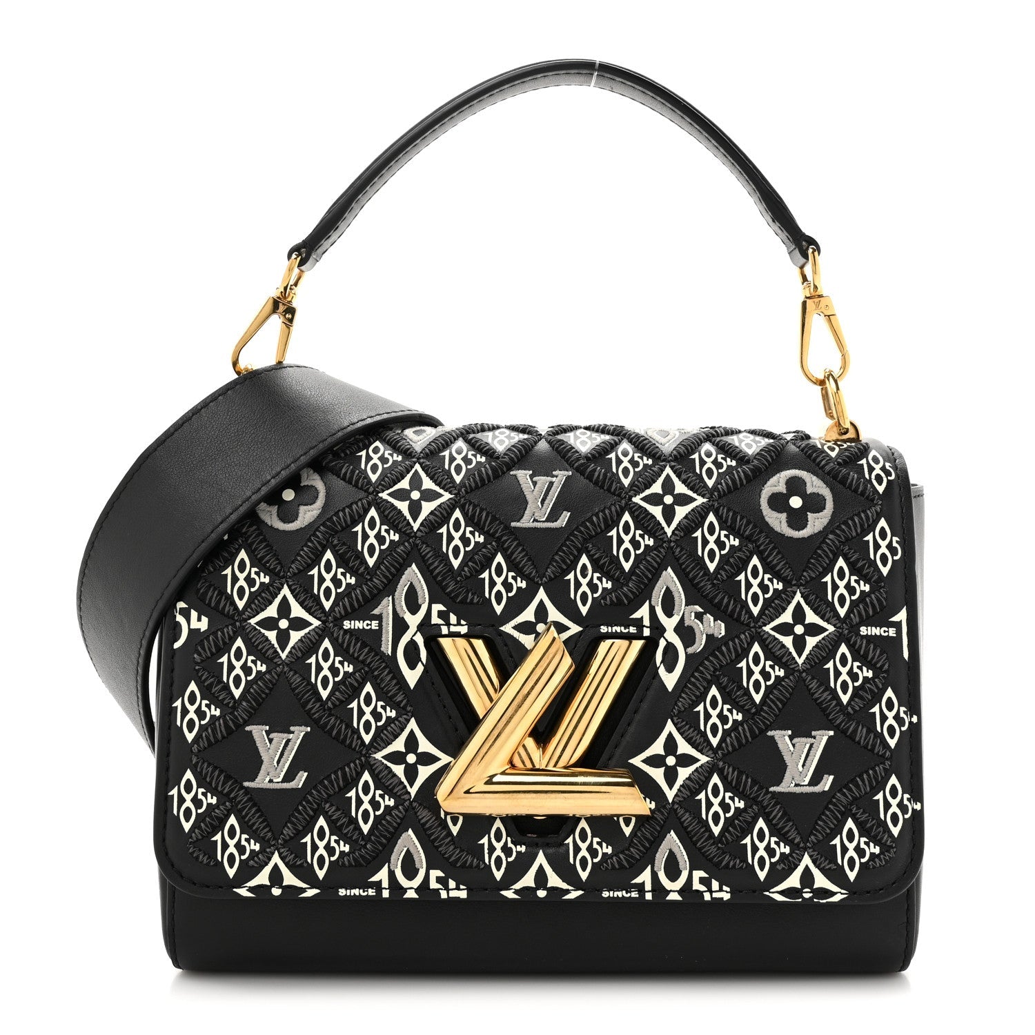 Louis Vuitton Calfskin Since 1854 Embroidered Twist MM Black 1 of 10