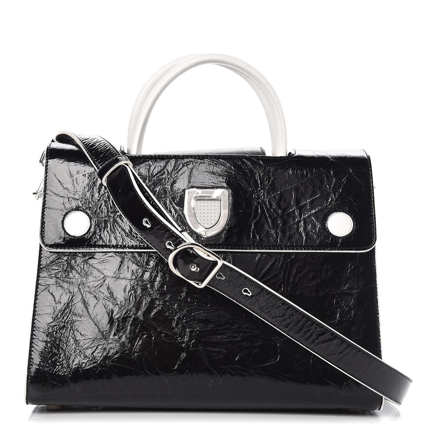 Crinkled Calfskin Medium Diorever Flap Black