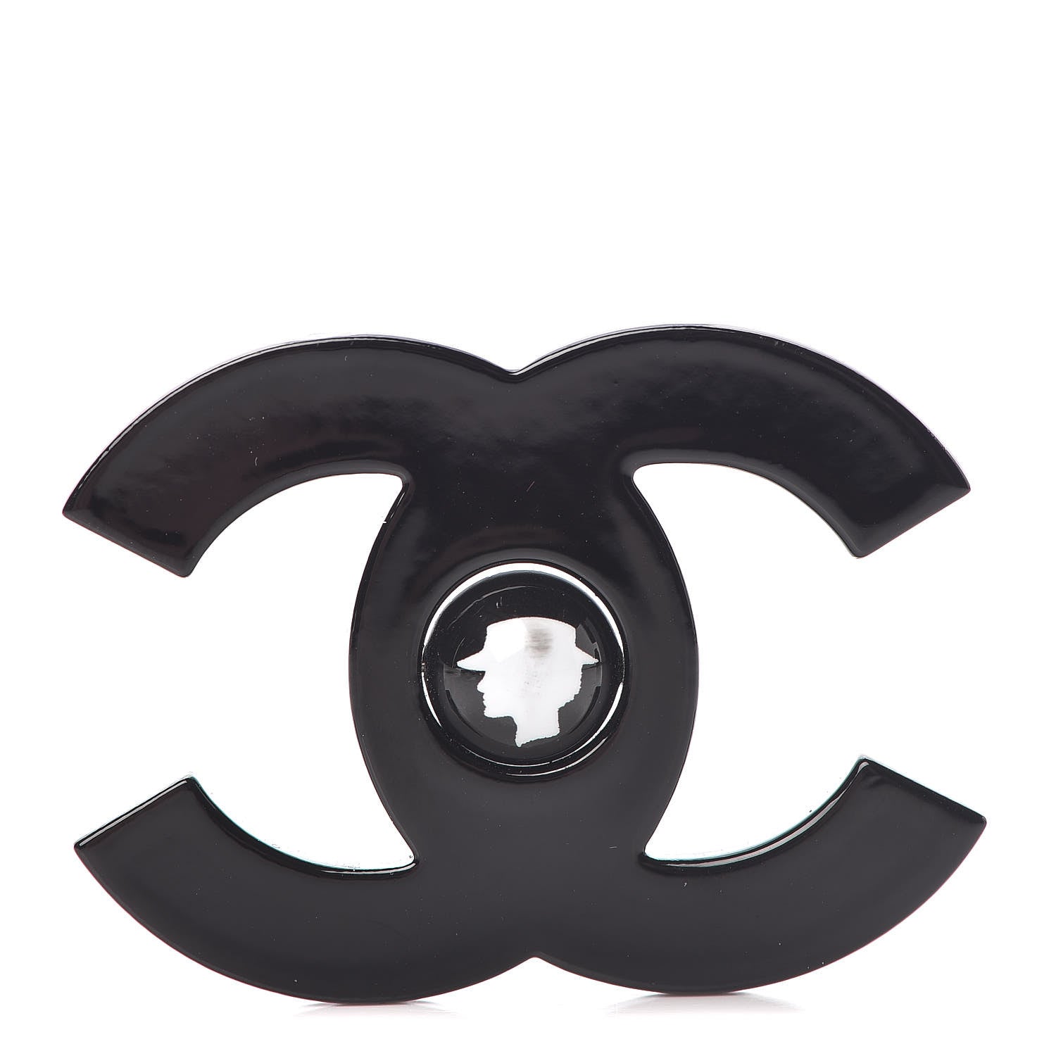 Chanel Resin CC Mademoiselle Brooch Black 1 of 7
