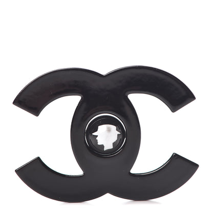Chanel Resin CC Mademoiselle Brooch Black 1 of 7