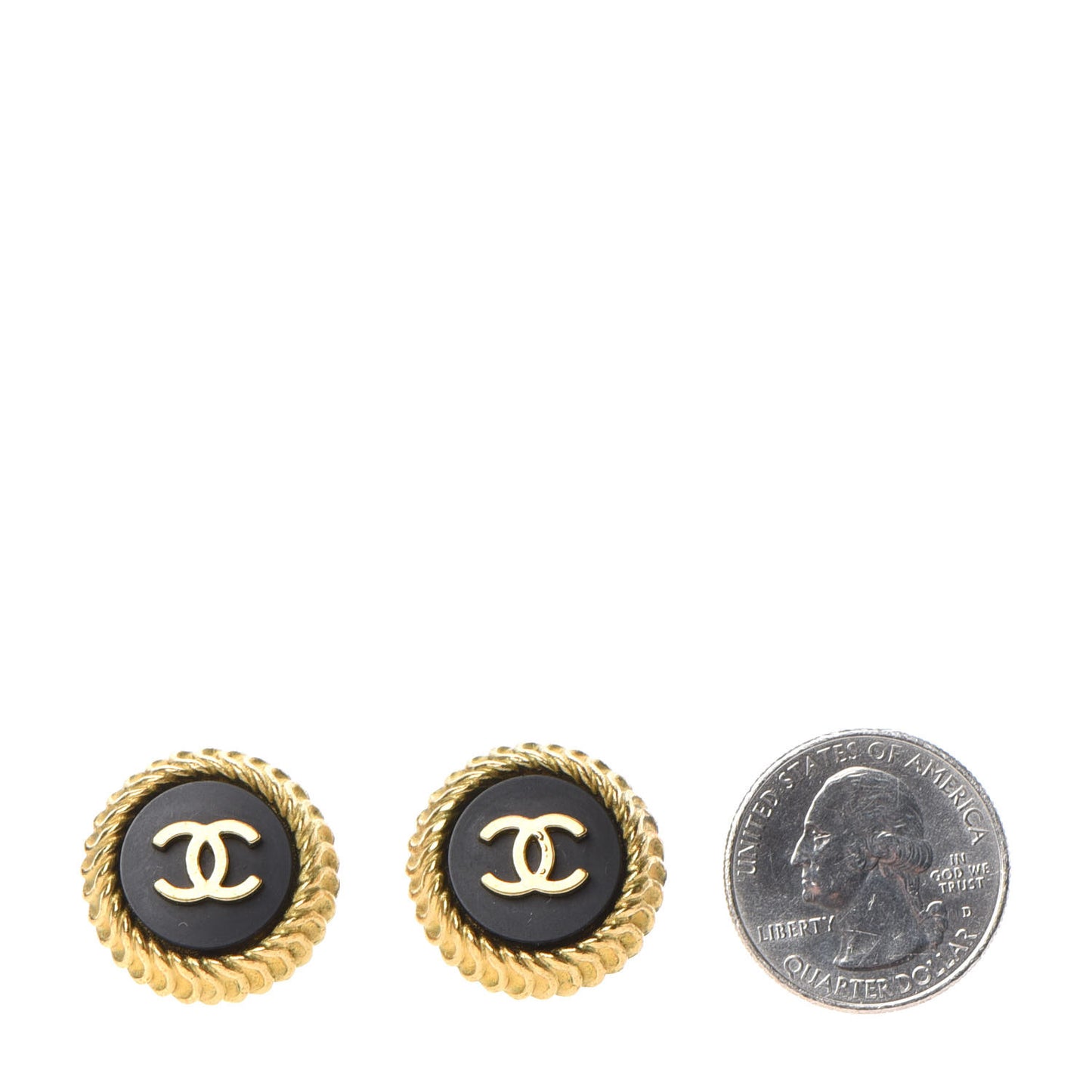 Clip On Round Earrings Black Gold