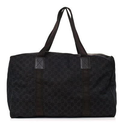 Gucci Denim Monogram Large Collapsible Carry On Duffle Bag Brown 1 of 14