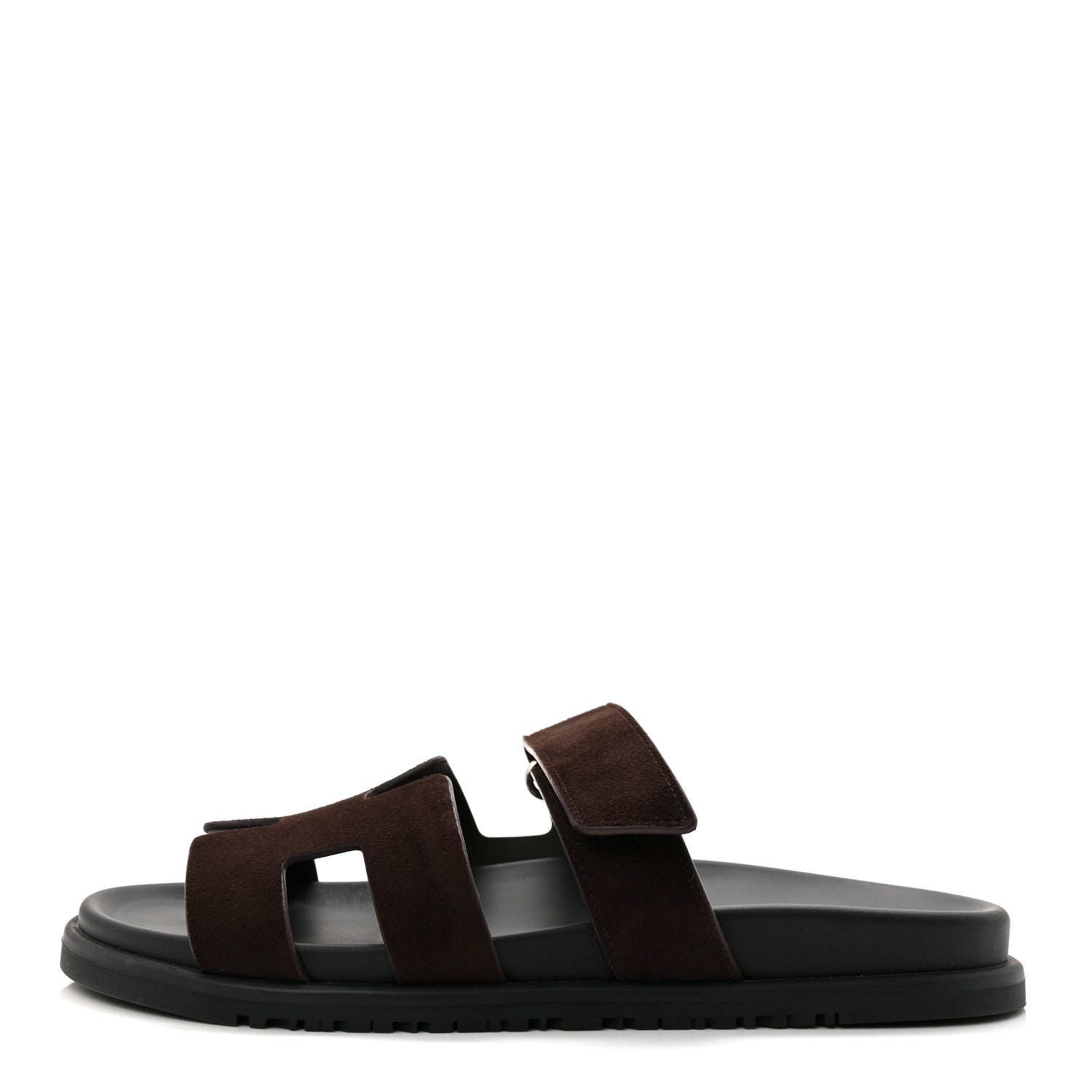 Hermes Suede Goatskin Womens Chypre Sandals 39 Marron Ebene 1 of 10