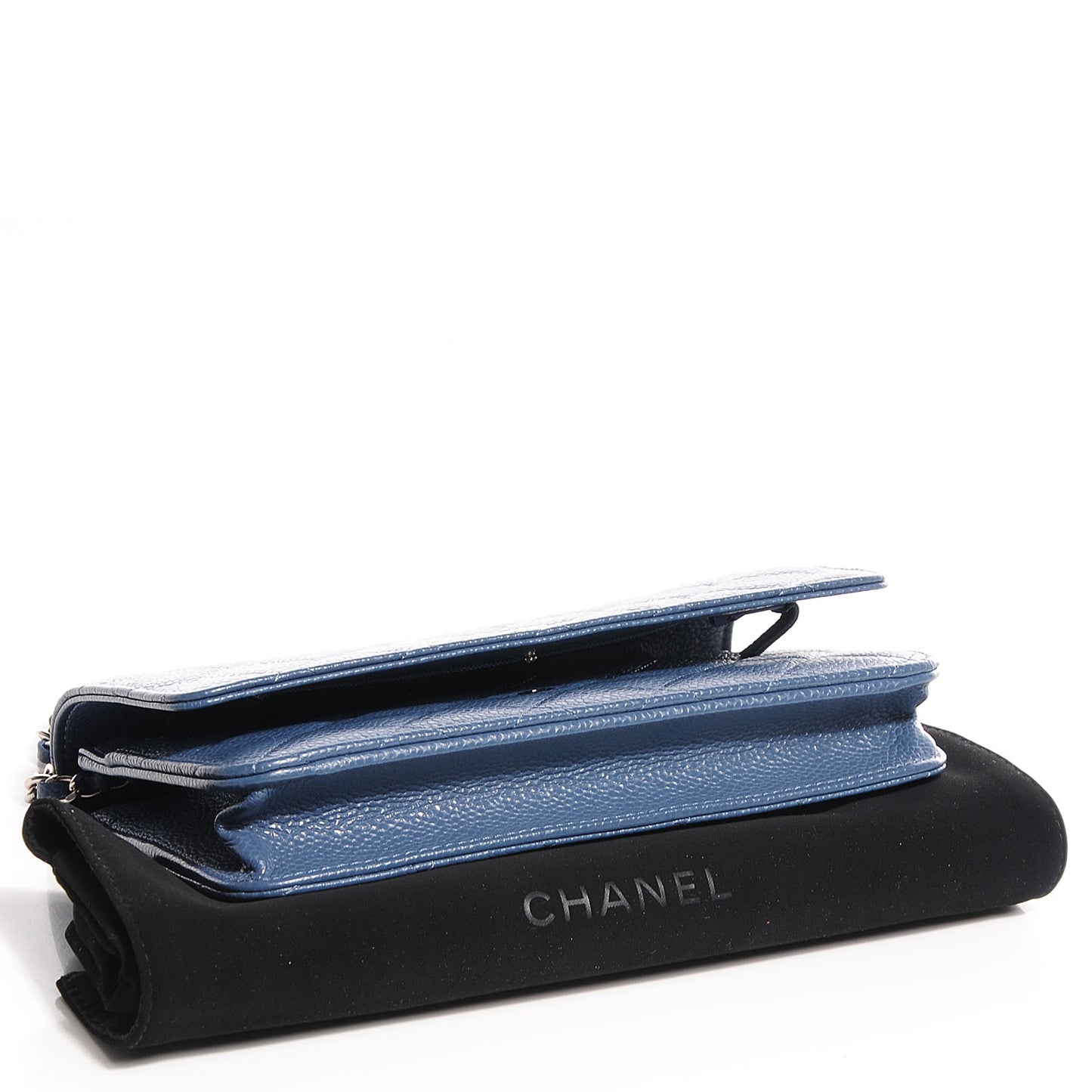 Caviar Quilted Wallet on Chain WOC Blue