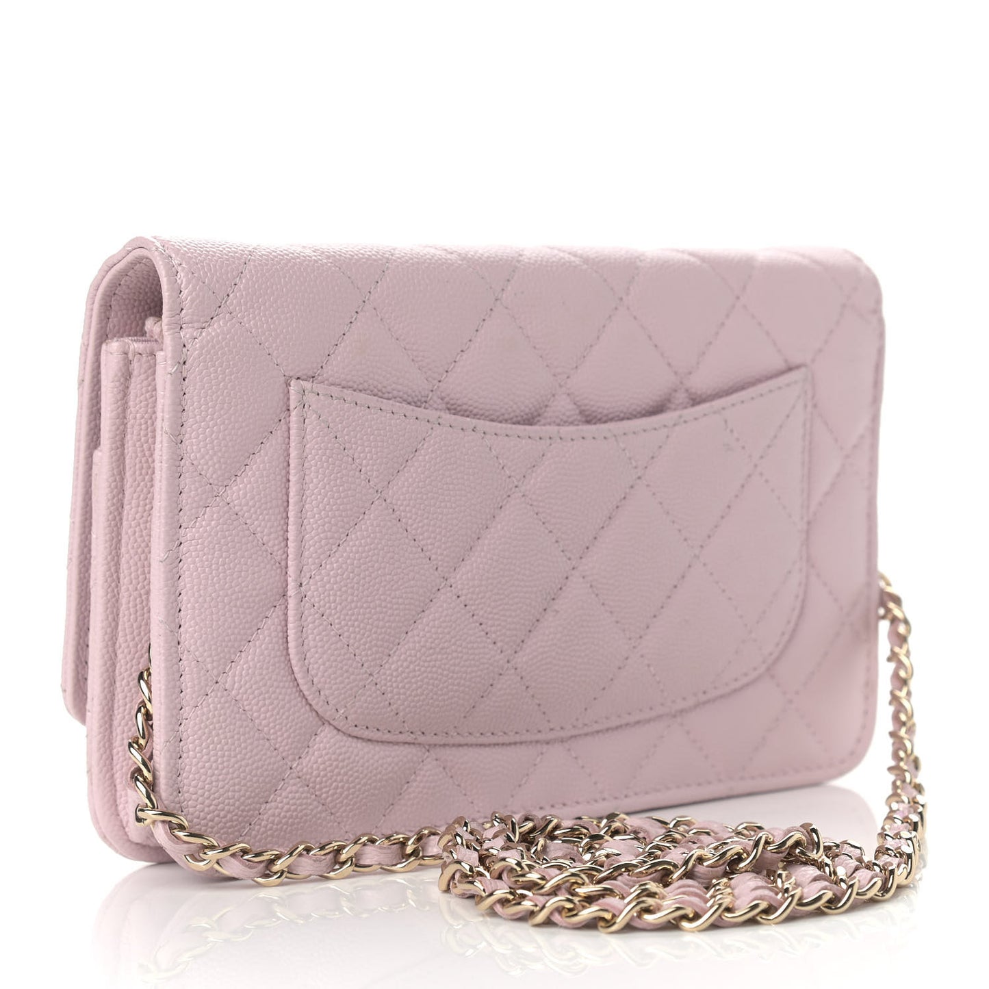 Caviar Quilted Wallet On Chain WOC Light Pink