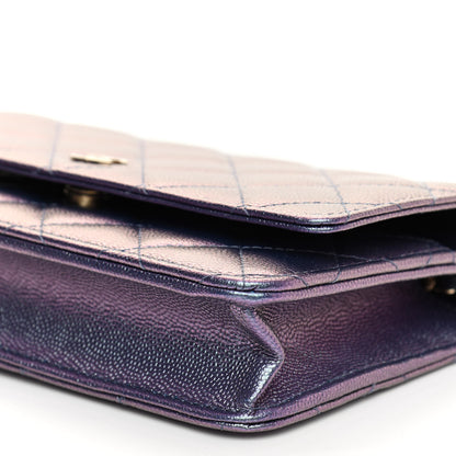 Chanel Iridescent Caviar Quilted Wallet On Chain WOC Dark Blue 11 of 12