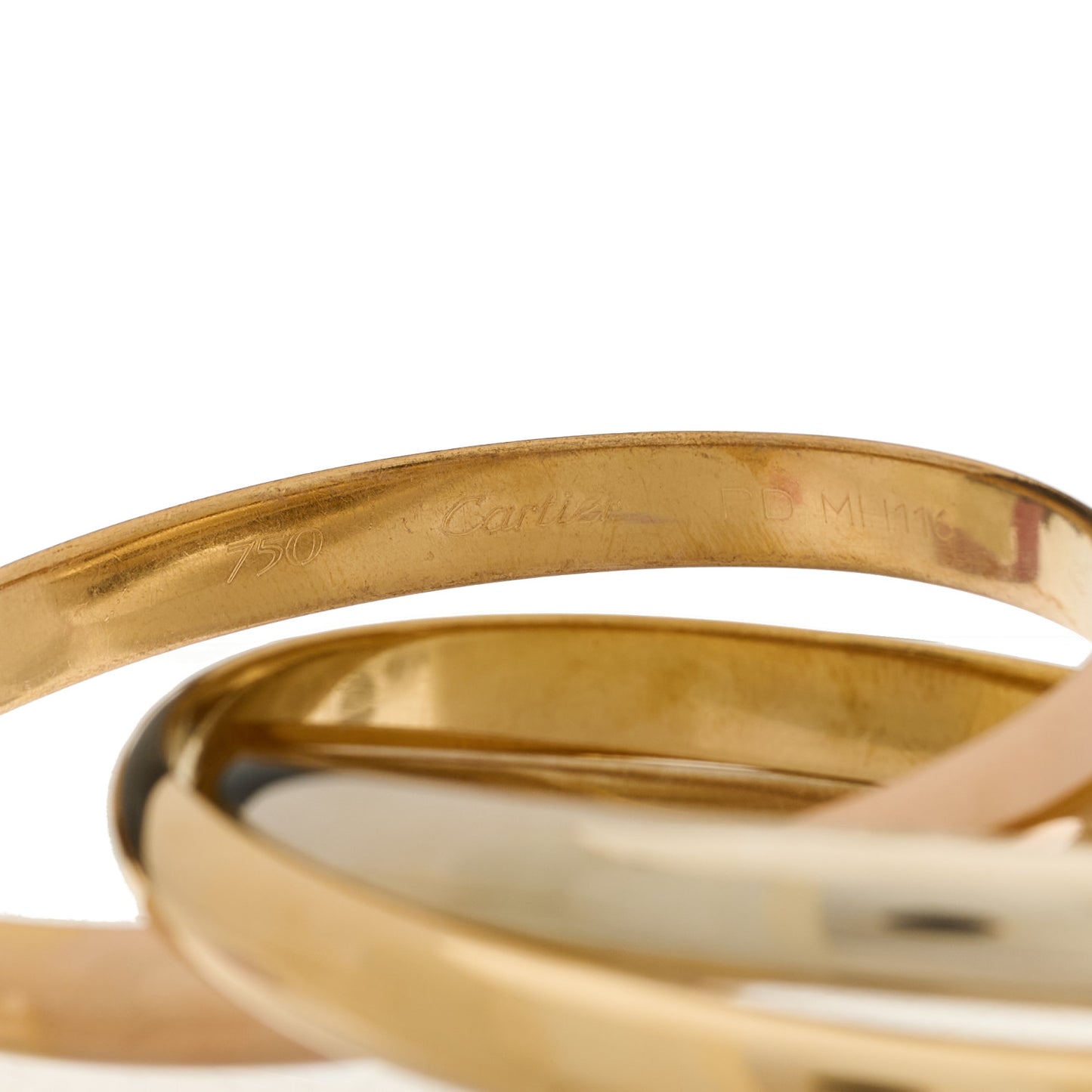 18K Pink Yellow White Gold Trinity Bangle Bracelet