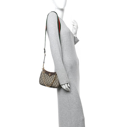 Gucci GG Supreme Monogram Textured Dollar Calfskin Web Small Ophidia GG Handbag Beige Ebony New Acero 2 of 11