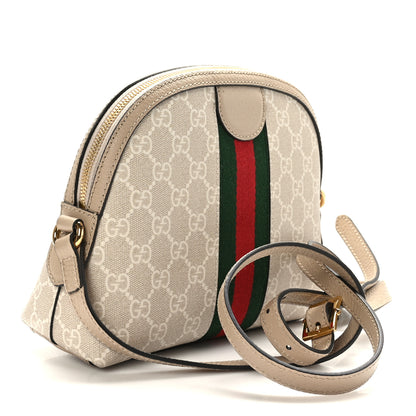 Gucci GG Supreme Monogram Textured Dollar Calfskin Web Small Ophidia Dome Shoulder Beige Mystic White Oatmeal 3 of 9