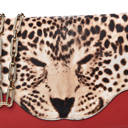 Gucci Calf Hair Leopard Print Shoulder Bag Red 9 of 12