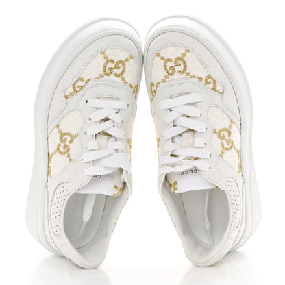 Gucci Dali Soft Calfskin GG Tennis Embossed Perforated Womens Platform 55mm Sneakers 37.5 White Gold 2 of 9