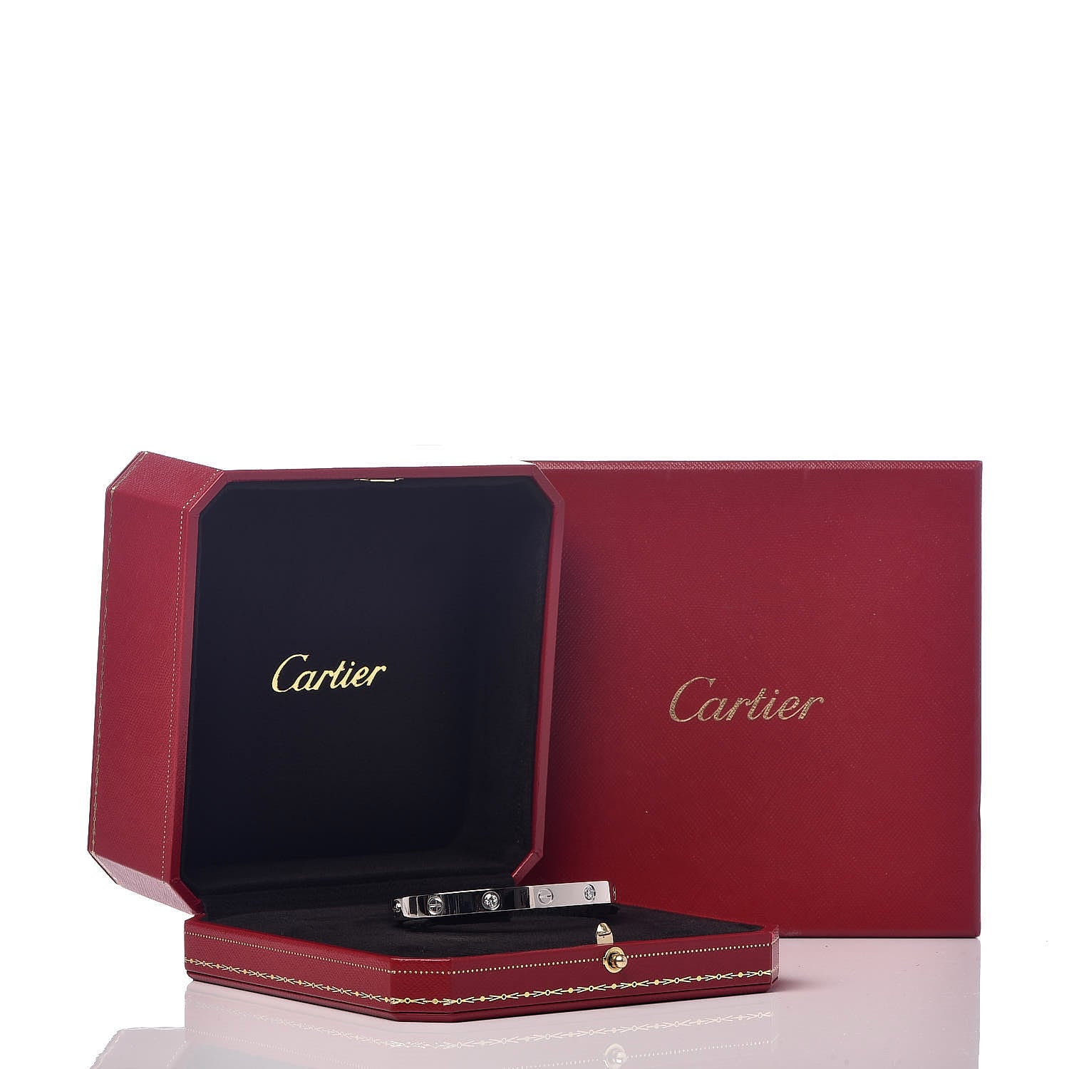 Cartier 18K White Gold 4 Diamond LOVE Bracelet 17 6 of 6