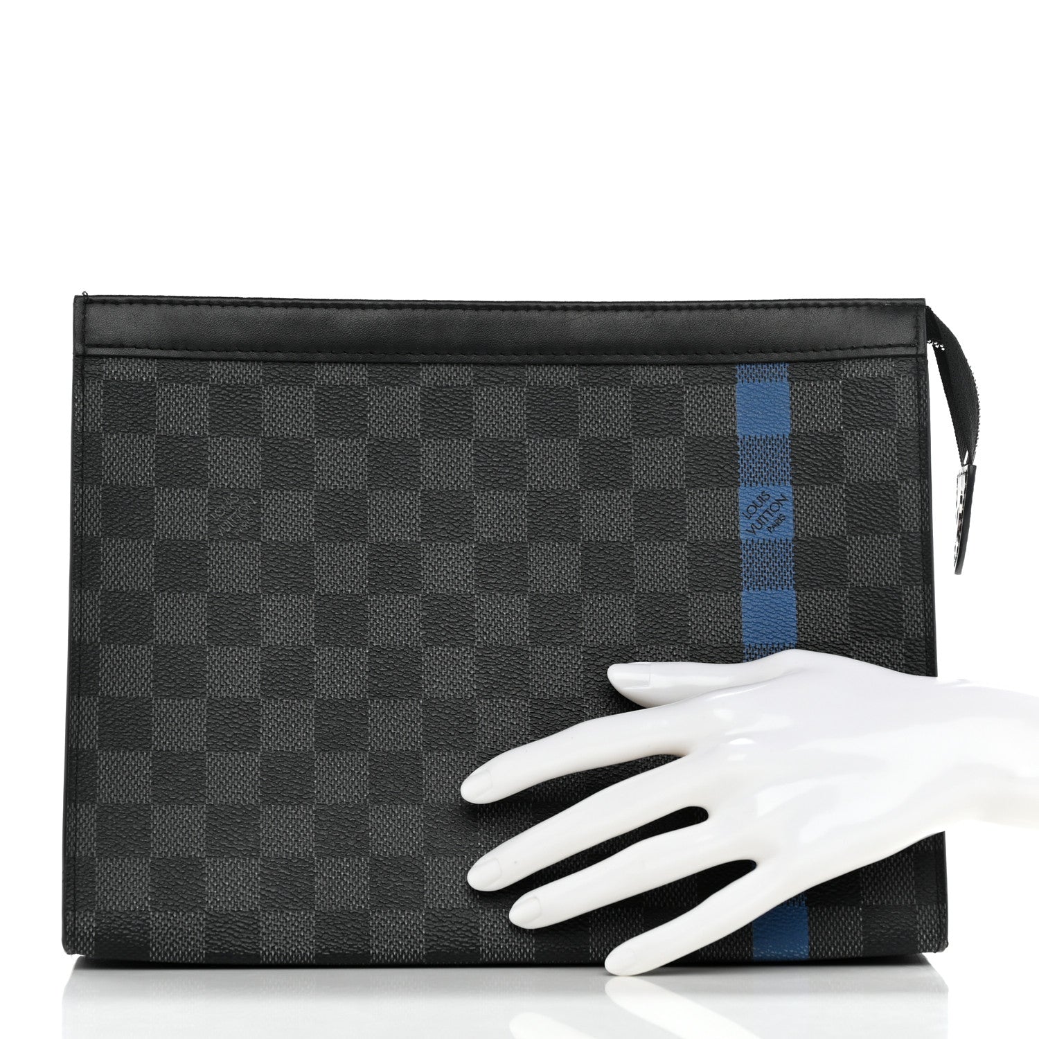 Louis Vuitton Damier Graphite Stripe Pochette Voyage MM Blue 2 of 8