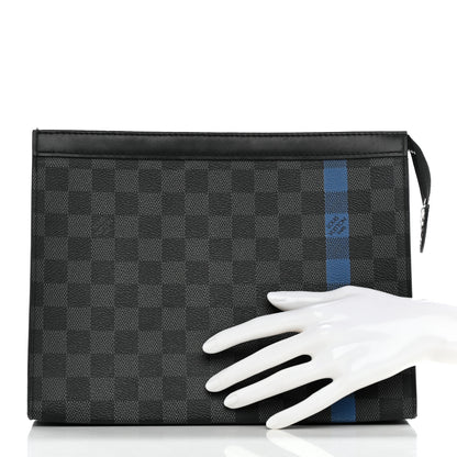 Louis Vuitton Damier Graphite Stripe Pochette Voyage MM Blue 2 of 8