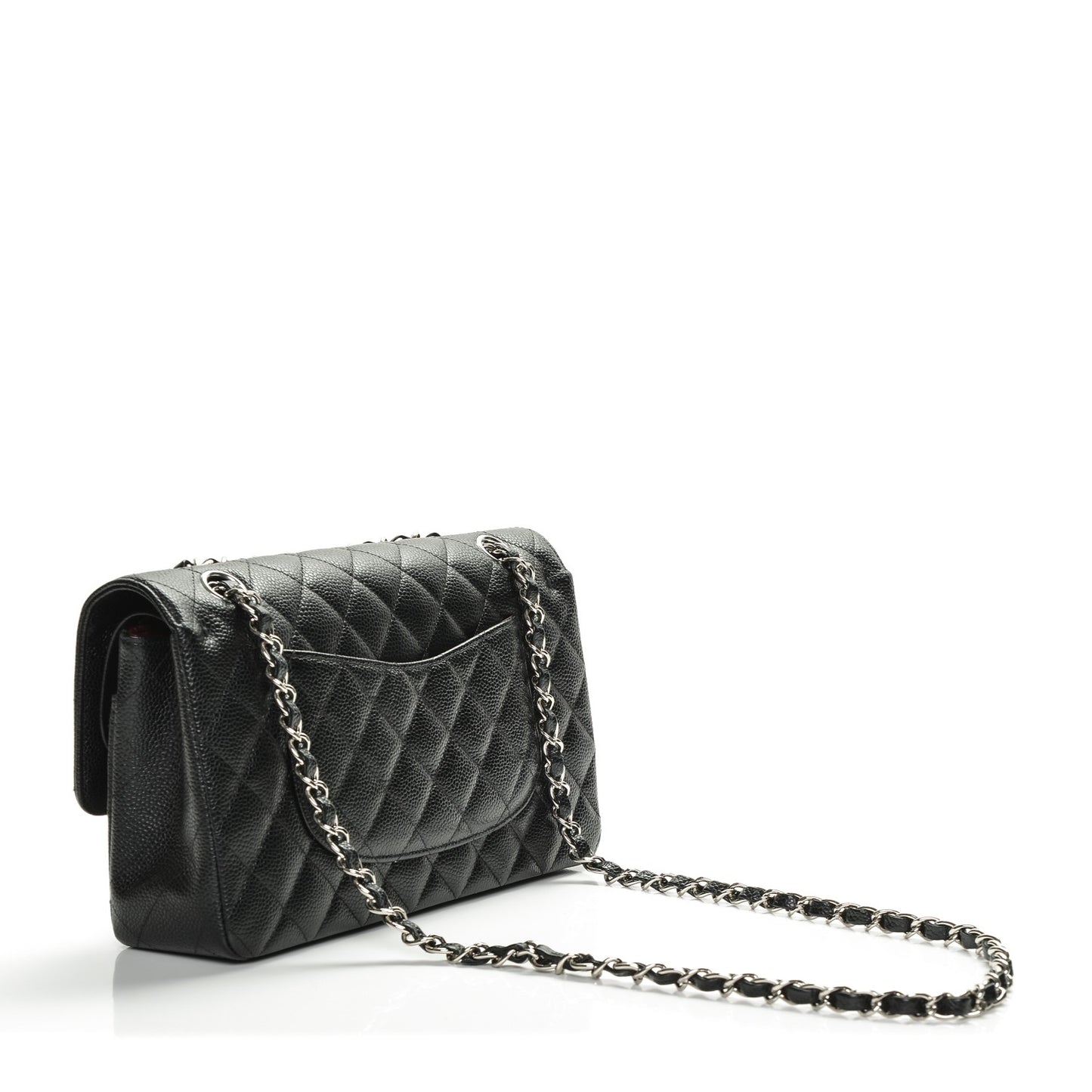 Caviar Quilted Medium Double Flap Black
