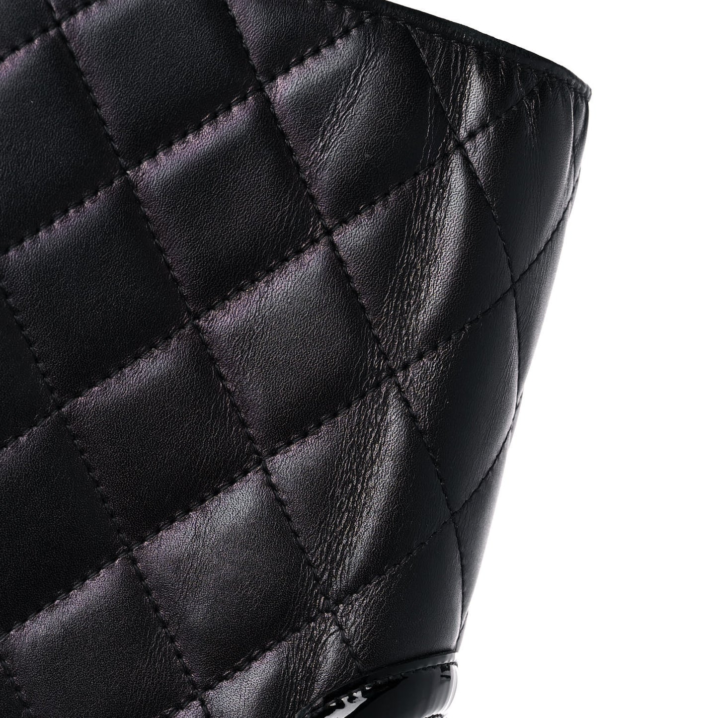 Calfskin Quilted Cambon Yen Wallet Black